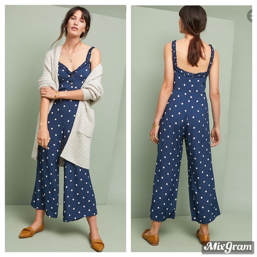 NEW Anthropologie Faithful polka dot jumpsuit